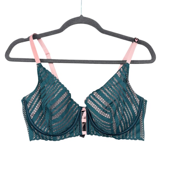 Victoria's Secret Other - Victoria's Secret Plunge Double Lined Lace Bra Teal Pink 36D